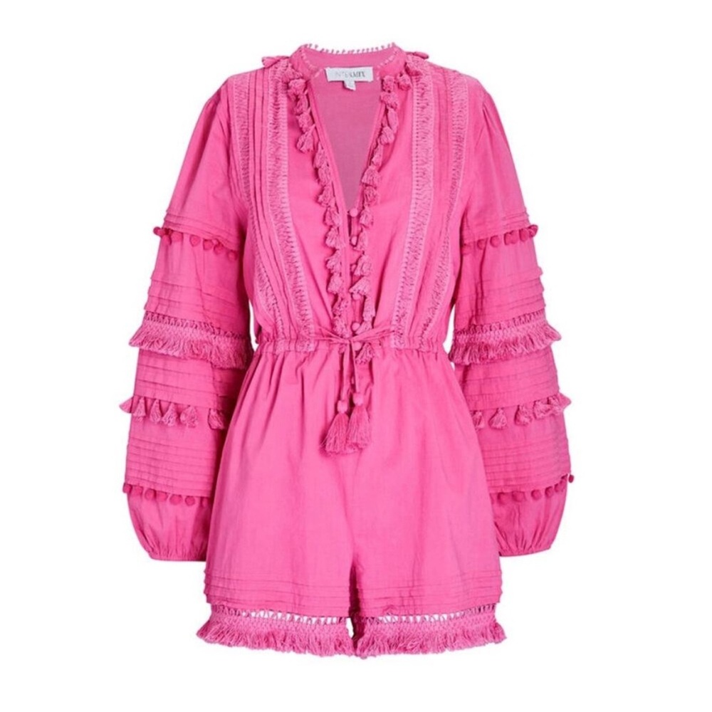 INTERMIX Deep Pink Ruffled Romper with Relaxed Sleeves (size 2)